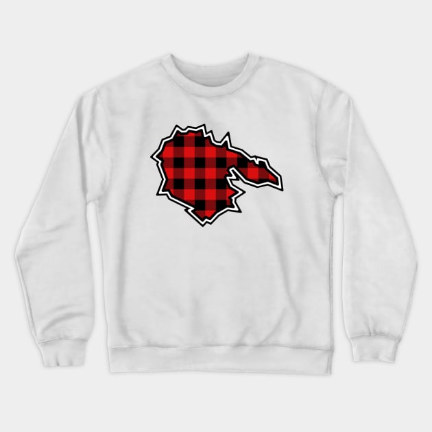 Hornby Island Silhouette in Plaid - Red and Black Pattern - Hornby Island Crewneck Sweatshirt by Bleeding Red Paint